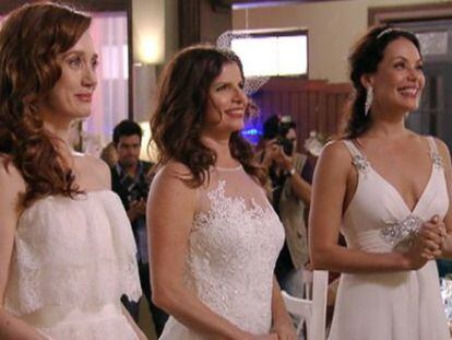 Polygamous marriage has been featured in a Brazilian soap opera (above).