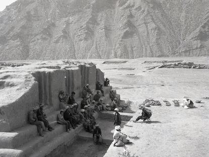 Excavations at a temple in the Hellenic city of Ai-Khanoum, in the Takhar Province of Afghanistan. Undated image.