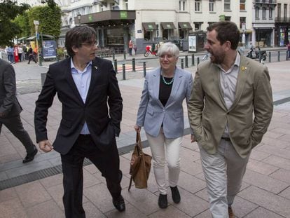 Carles Puigdemont, Clara Ponsatí and Toni Comín in Brussels earlier this year.