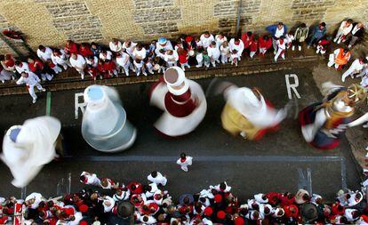 The “Giants” dance on the streets of Pamplona during Sanfermines in 2004.