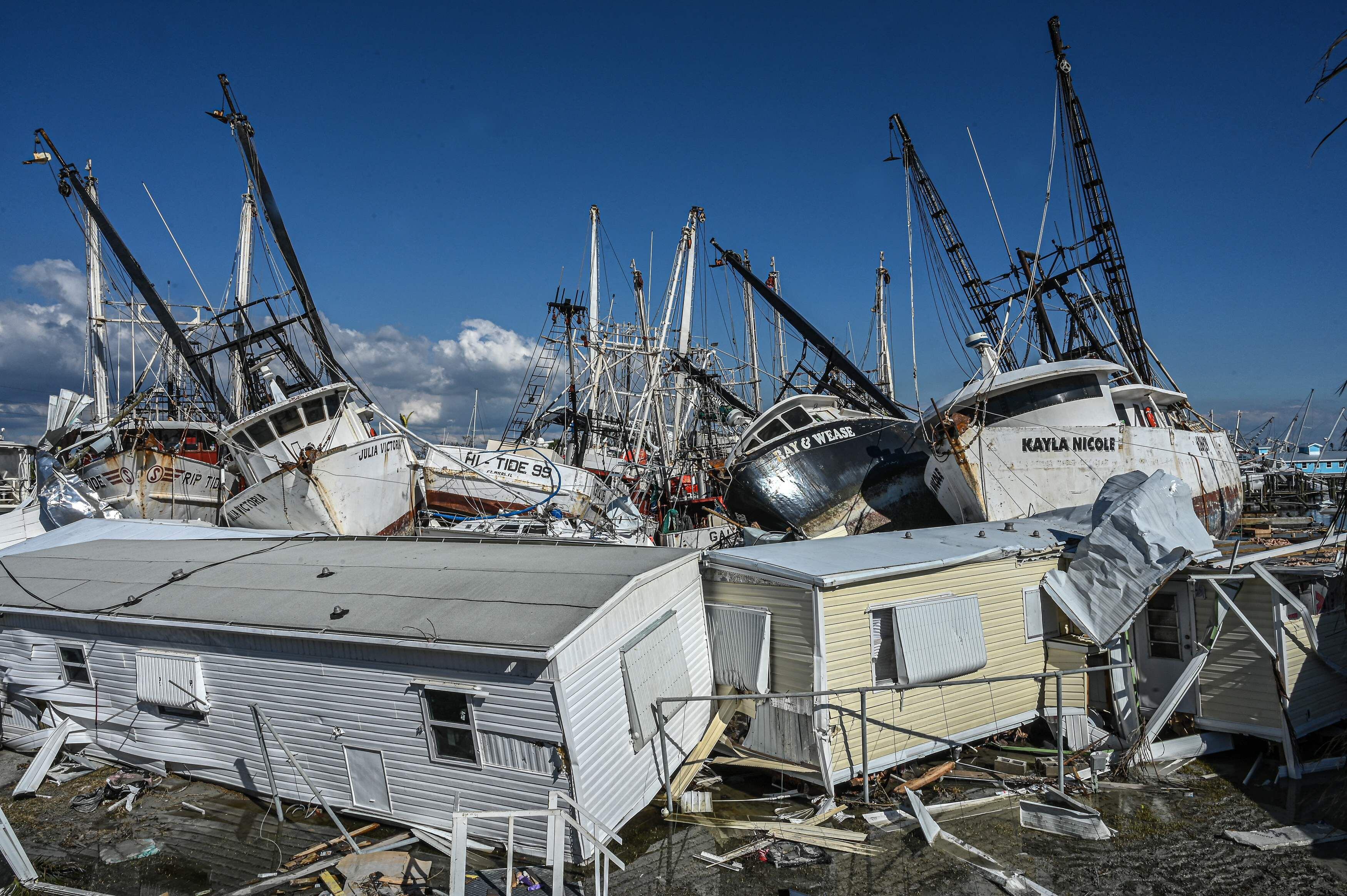Damage caused by Hurricane Ian on San Carlos Island in Florida; October 1, 2022.