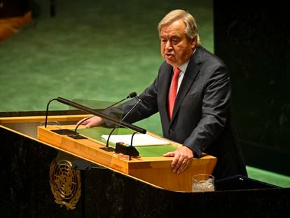 United Nation Secretary General António Guterres addresses the delegates during the 78th session of the United Nations General Assembly at United Nations Headquarters in New York, New York, on Sept. 19, 2023.