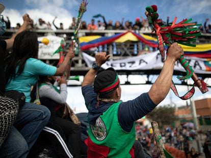 Indigenous protesters set out for Bogotá in October 2020 to seek a meeting with President Iván Duque.