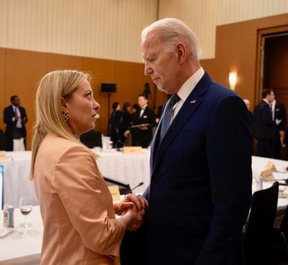 Joe Biden y Giorgia Meloni