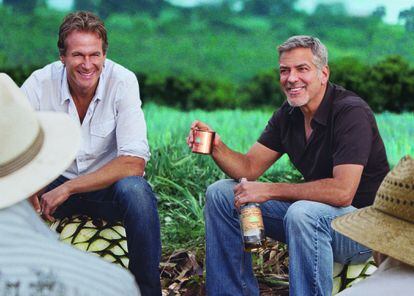George Clooney and Rande Gerber in a promotional image for their Casamigos tequila, courtesy of Diageo.
