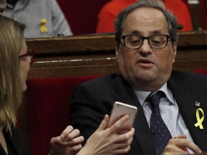 Quim Torra inside the Catalan parliament.