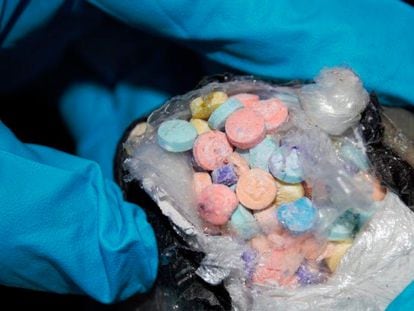 Rainbow fentanyl pills seized in Nogales, Arizona, August 17, 2022.