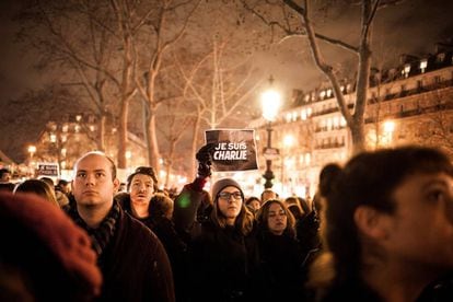 Demonstration in support of Charlie Hebdo in Paris.