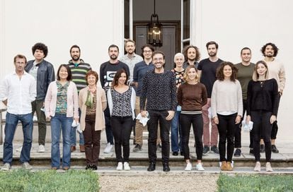 The Spanish biologist Lluís Quintana-Murci (first row, center) with his team at the Pasteur Institute.