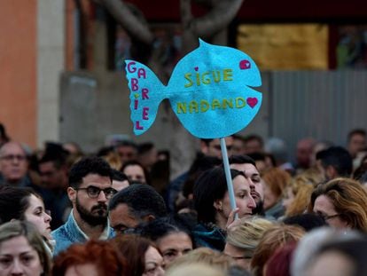 A protest in Almería in the wake of the Gabriel Cruz killing. “Keep swimming,” reads the sign, a reference to Gabriel’s nickname of “little fish.”