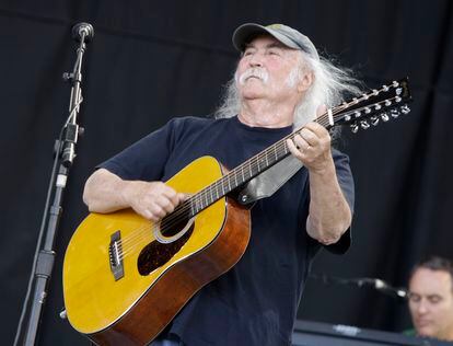 David Crosby of the band Crosby, Stills and Nash, performs at Glastonbury Festival in England, on June 27, 2009.