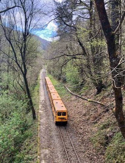 Mining train at the Samuño Valley Mining Ecomuseum, near Langreo, Asturias.