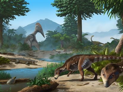 An illustration of the recently found dinosaur 'Transylvanosaurus platycephalus.