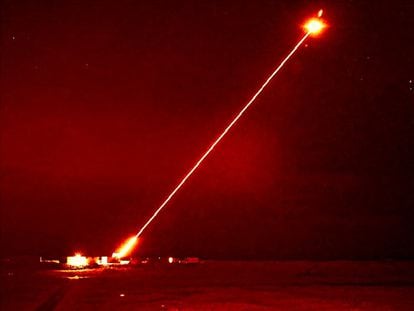 A test of the UK Ministry of Defence's laser weapon.