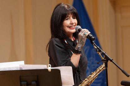 American poet Joy Harjo, of the Muscogee Nation, at the Library of Congress in Washington, on September 19, 2019.