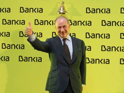 Rodrigo Rato celebrating Bankia's IPO in July 2011.