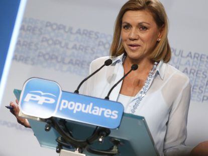 Popular Party secretary general María Dolores de Cospedal on Monday.
