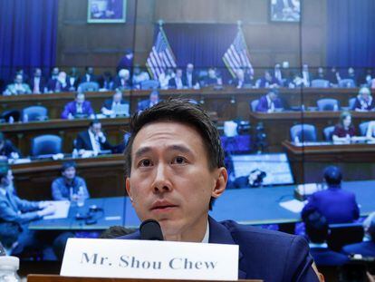 TikTok CEO Shou Zi Chew testifies before a House Energy and Commerce Committee hearing on March 23, 2023.
