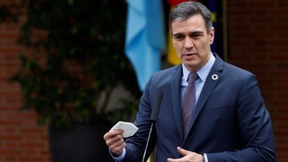 Spanish PM Pedro Sánchez at a news conference on Tuesday.