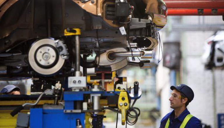 A worker at a car manufacturing plant in Valencia.