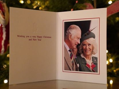 The 2022 Christmas card of King Charles III and Queen Consort Camilla, taken during the Braemar Games on September 3, 2022.