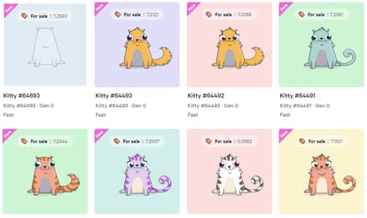CryptoKitiies works in a similar way to Axie Infinity, with players trading cats.