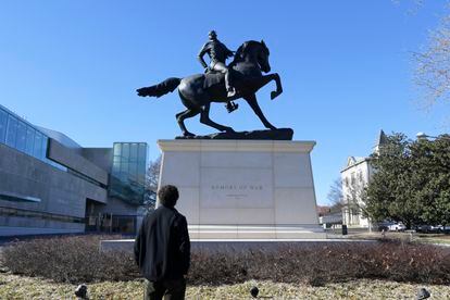 'Rumors of War' (2019), a statue by Kehinde Wiley outside the Virginia Museum of Fine Arts.