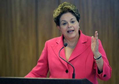 President Dilma Rousseff during a press conference after the Mercosur Extraordinary Summit.