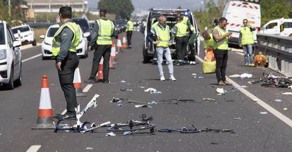 The aftermath of the accident in Oliva, Valencia.