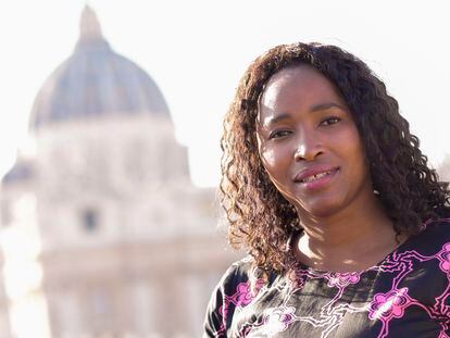 Southern African Catholic Bishops' Conference Communication Officer Sheila Pires poses for a portrait at The Vatican, Friday, Sept. 29, 2023.