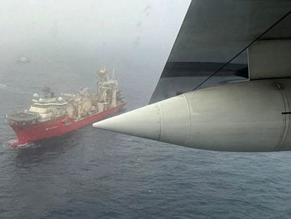 One of the boats participating in the search operation, photographed on Wednesday from a U.S. Coast Guard plane.
