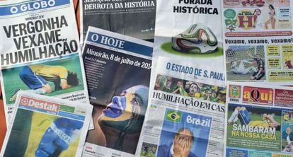 The front pages of the Brazilian newspapers after the national team’s loss to Germany.