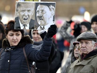 Protesters in Helsinki, Finland, in January 2017.