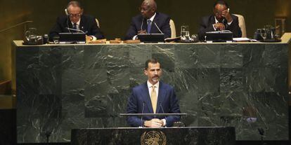 Felipe VI makes his speech before the UN General Assembly.