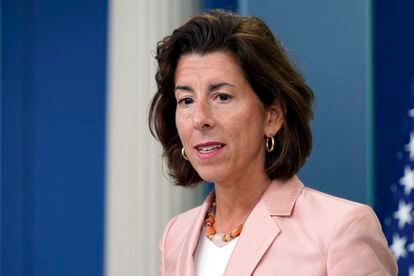 Commerce Secretary Gina Raimondo speaks during the daily briefing at the White House in Washington, Sept. 6, 2022.