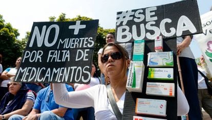 Protests in Caracas against drugs shortages in March.