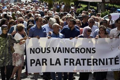 A demonstration in Lyon on Saturday organized by the local Muslim Council.