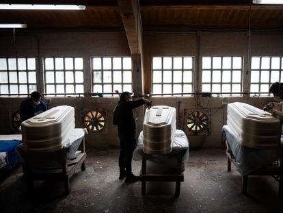 A coffin factory in Piñor, in the northwestern Spanish region of Galicia.