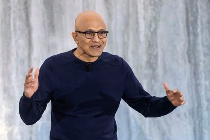 Microsoft CEO Satya Nadella during the presentation in which he announced the inclusion artificial intelligence in the Bing search engine.