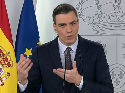 Pedro Sánchez during his televised address on Saturday