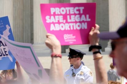 A protest against anti-abortion legislation at the US Supreme Court in Washington in May 2019.