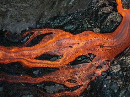 Lava from the volcano on La Palma.