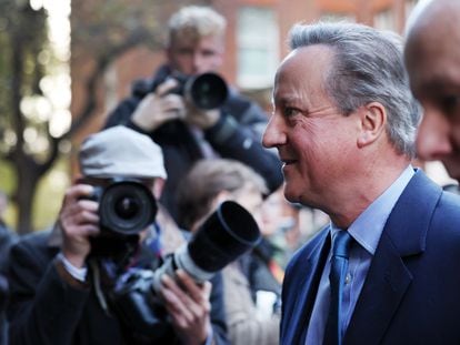 New British Foreign Secretary David Cameron departs 10 Downing Street in London, Britain, 13 November 2023.