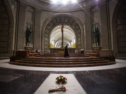 The tomb of Francisco Franco inside the basilica of the Valley of the Fallen.