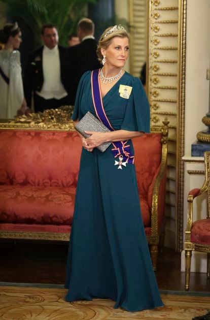 Sophie, Countess of Wessex and Forfar, at the official banquet at Buckingham Palace in London on November 22, 2022.