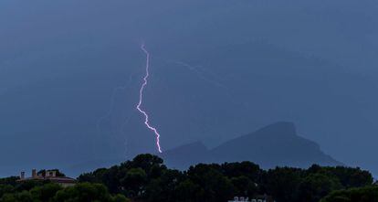 Lightning strikes the island of Dragonera during a storm in the Mallorcan town of Andrach in Spain.