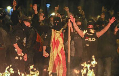 Pro-independence protesters in Barcelona.