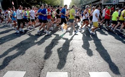 Runners taking part in a Madrid half-marathon.