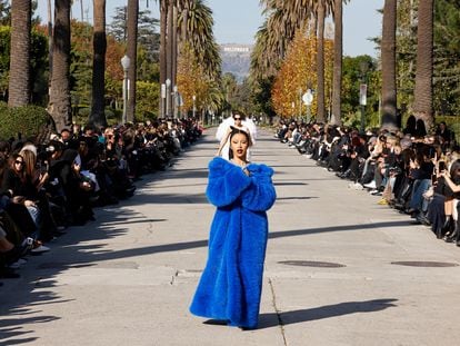Cardi B, at the Balenciaga brand's fall 2024 collection show, held on Windsor Boulevard in Los Angeles, on December 2, 2023.