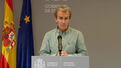 Fernando Simón at Monday's press conference.
